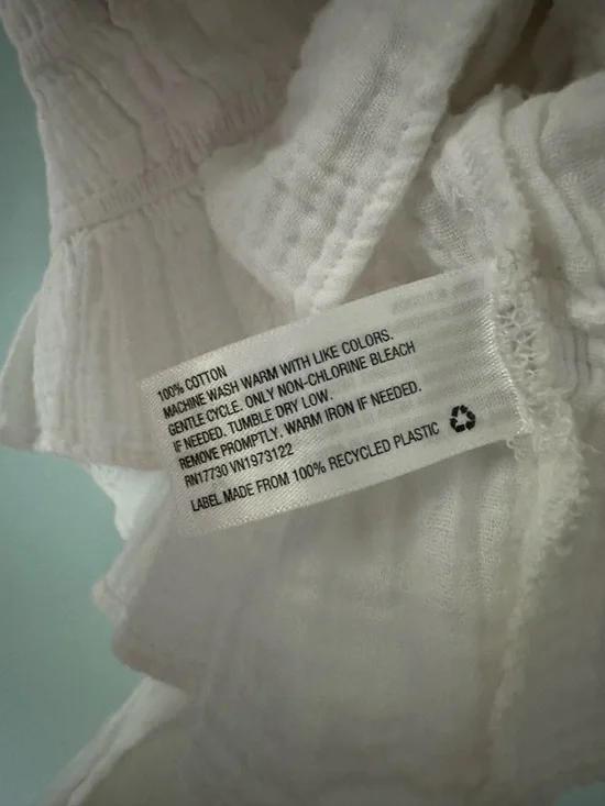 wild fable White Cropped Smocked Peasant Blouse with Ruffle Hem - Picture 7 of 8